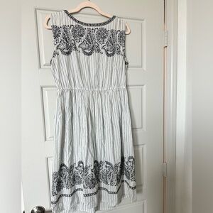 LOFT Black and White Embroidered Dress